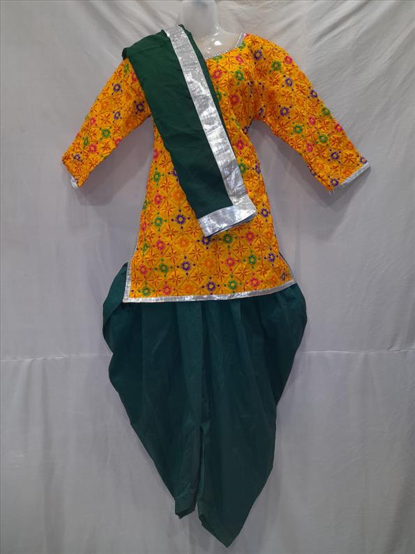 1475 YELLOW WORK - GREEN PUNJABI GIRL PUNJABI K B Dresswala