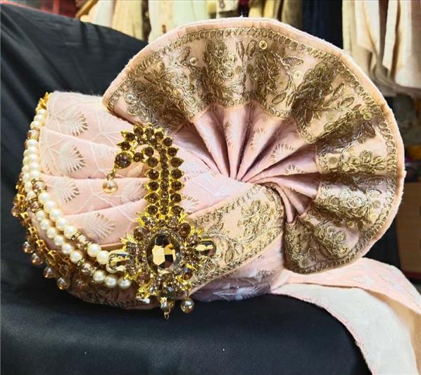 2813 BABY PINK WHITE FLOWER SAFA-N85 SAFA MARRIAGE K B Dresswala