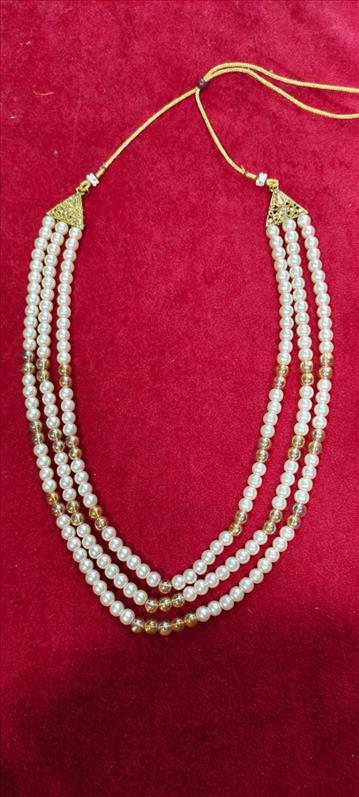 2953 LIGHT PEACH GOLDEN MOTI 3 SHER MALA-N5 MALA K B Dresswala