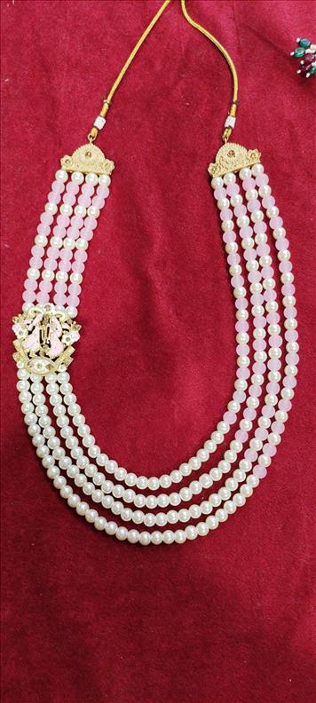 2968 WHITE PINK SIDE BROCHE 4 SHER MALA -N19 MALA K B Dresswala