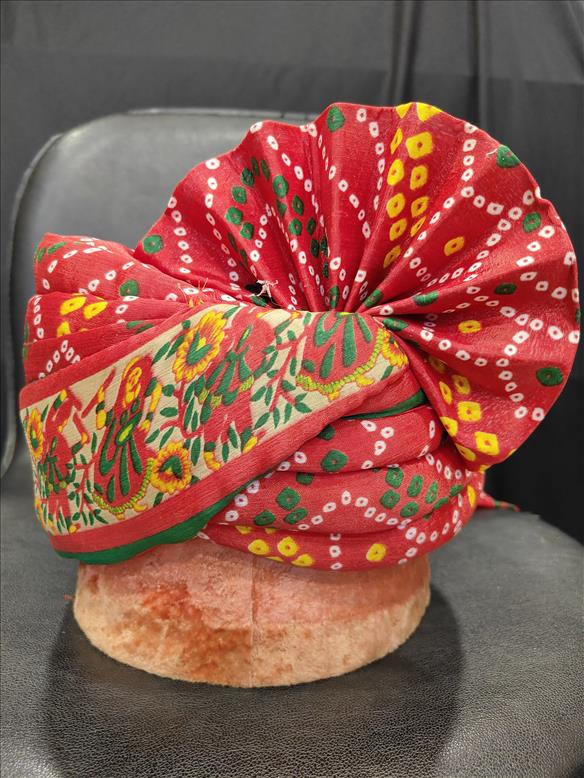 3947 RED BANDHANI BHARATI SAFA MARRIAGE K B Dresswala