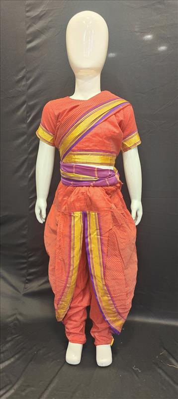 399 RED CHECKS MAGNTA BORDER Marathi K B Dresswala