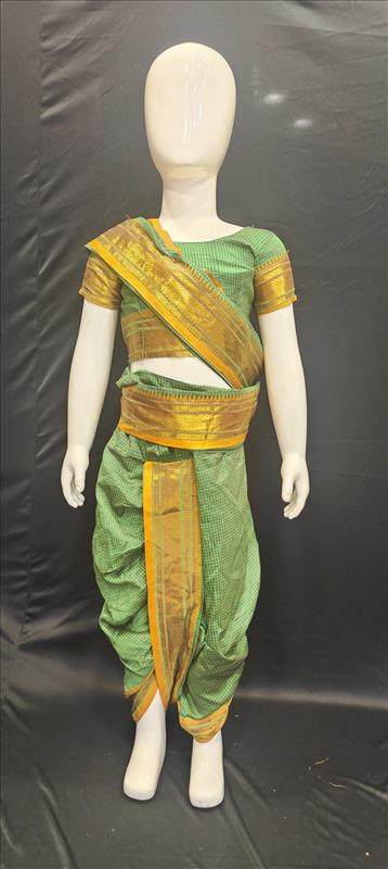 404 GREEN CHEKS MUSTARD MARATHI SAREE Marathi K B Dresswala