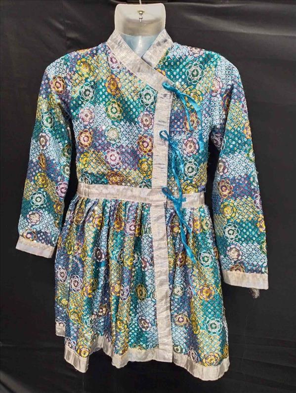 4341 SKY BLUE TIKKI WORK SLIVER BORDER-19 ANGARKHA K B Dresswala