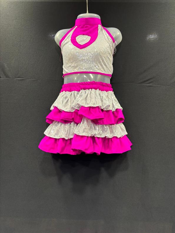 4659 PINK AND WHITE TIKKI  GIRL  Western Dance K B Dresswala