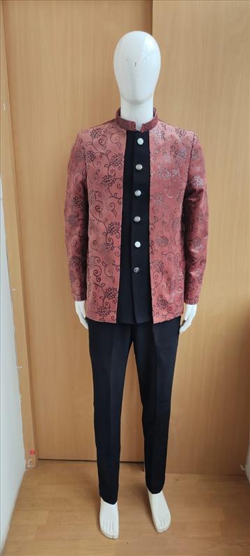 7807 PEACHES VELVET BLACK FLOWER WORK JODHPURI JODHPURI K B Dresswala