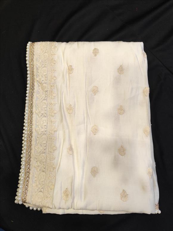 7860 GOLDEN CREAM  SHAWL K B Dresswala