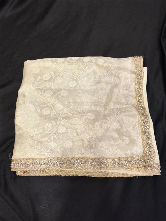 7877 GOLDEN CREAM SHWAL  SHAWL K B Dresswala