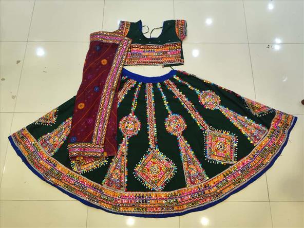 8093 GREEN MULTI NAVRATRI CHANIYACHOLI K B Dresswala