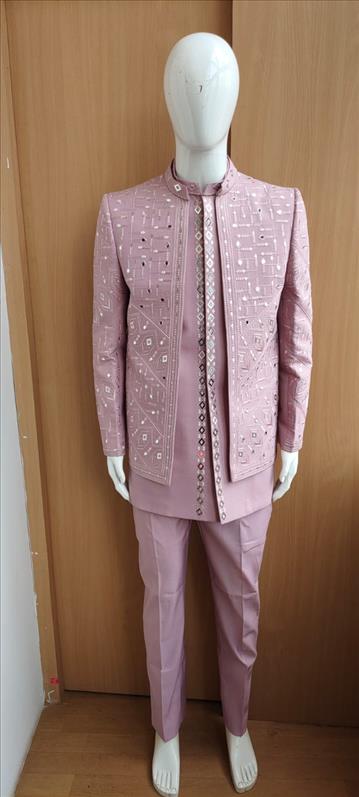 8158 NEW BABY PINK INDOWESTERN  INDOWESTERN SHERWANI K B Dresswala