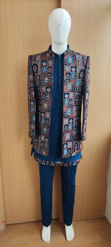 8159 NEW RAMA VELVET HEAVY WORK  INDOWESTERN SHERWANI K B Dresswala