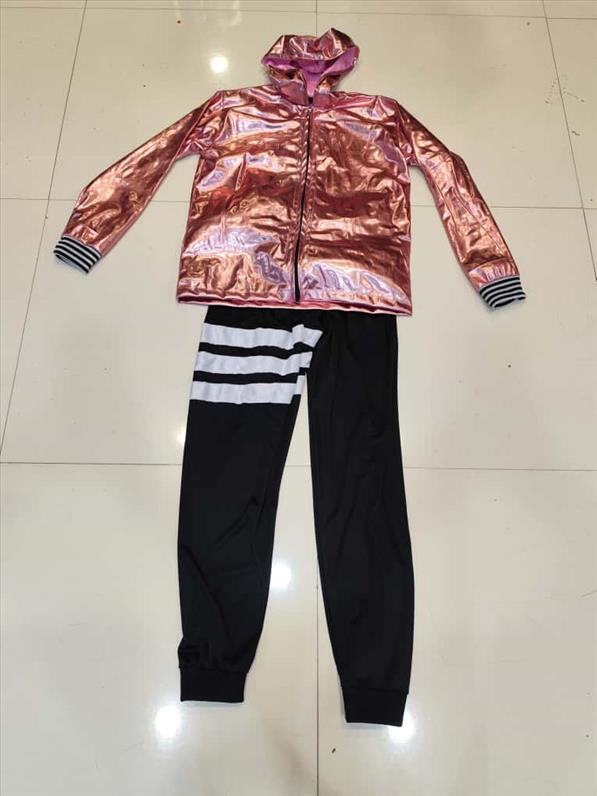 8164 BABY PINK JACKET BLACK LYCRA LOWER Western Dance K B Dresswala