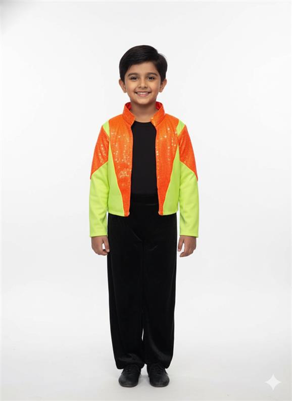 8182 NEON JACKET BLACK TSHIRT BLACK PENT ARABIC Western Dance K B Dresswala